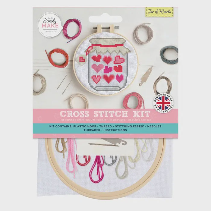 Simply Make Cross Stitch Craft Kit - Jar of Hearts