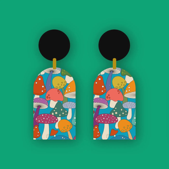 Wooden “mushroom” Statement Earrings