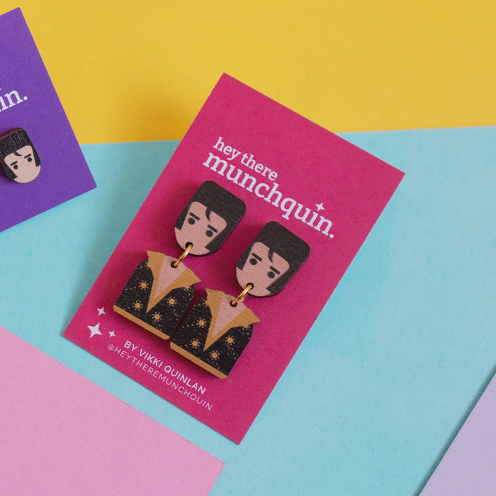 Elvis inspired Wooden Earrings
