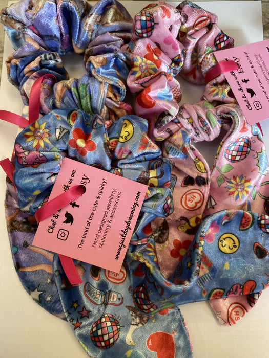 Custom fabric Bunny Tail scrunchie designed by just daydreaming