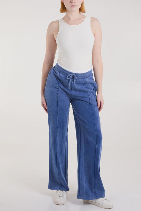 Washed Wide Leg Jogger - Blue