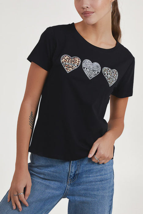 Amour Heart Tshirt - Leopard Detail