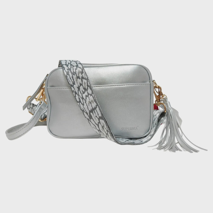 Cross Body Bag with Extra Strap - Silver