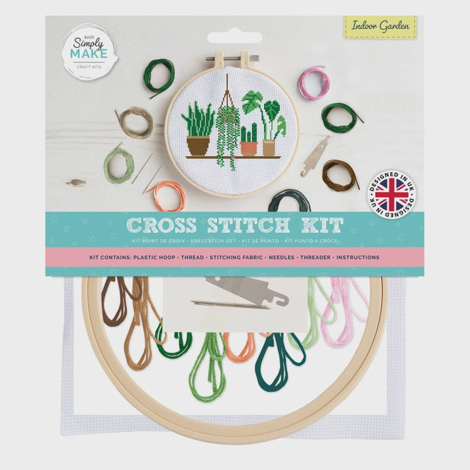 Simply Make Cross Stitch Hoop Embroidery Kit - Indoor Garden