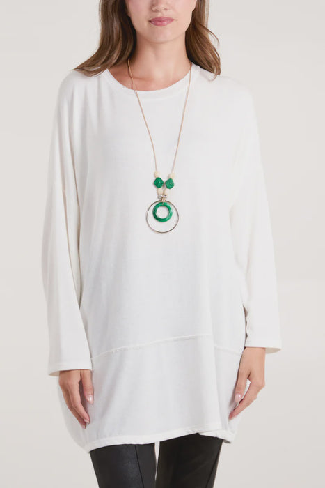 Taylor - Soft Knit Silver Stitch Top White