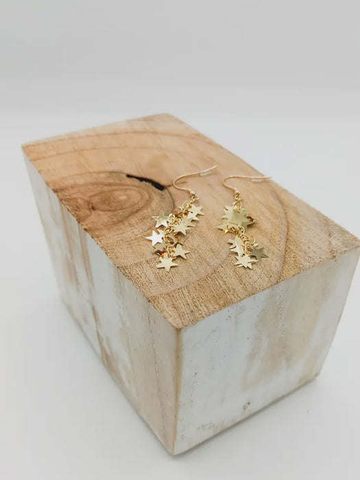 Cascading Star Hook Earrings Gold