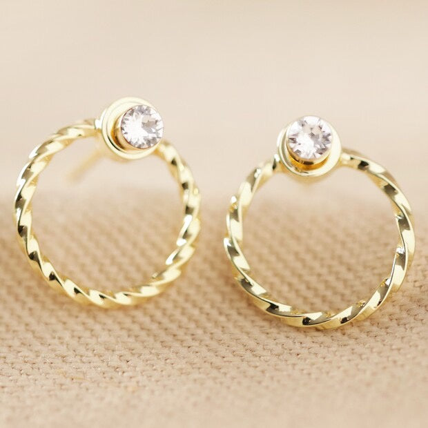 Twisted Hoop Swarovski Crystal Earrings