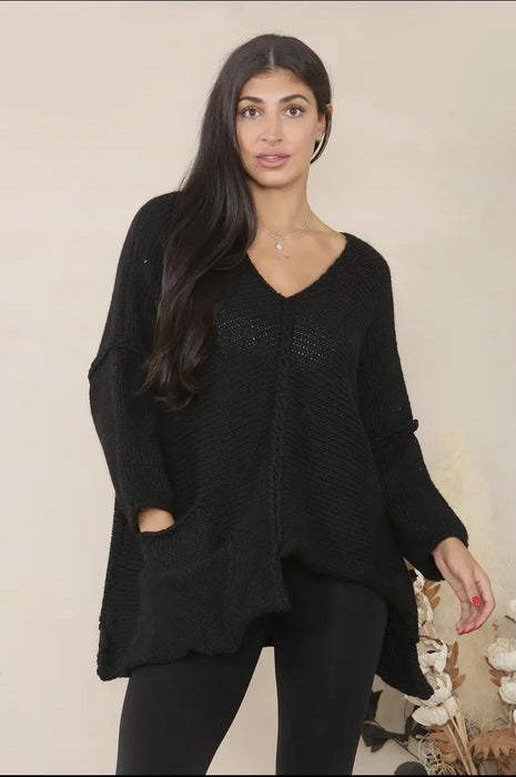 Alpaca Wool Knit Top - Black