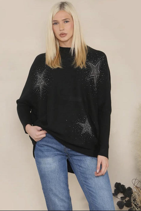 Sparkle Star Relaxed fit jumper Black