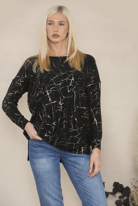 Crackle Pattern Top Black