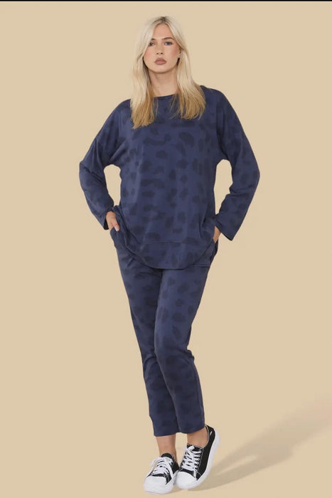 Leopard Print Relaxed Loungewear Navy