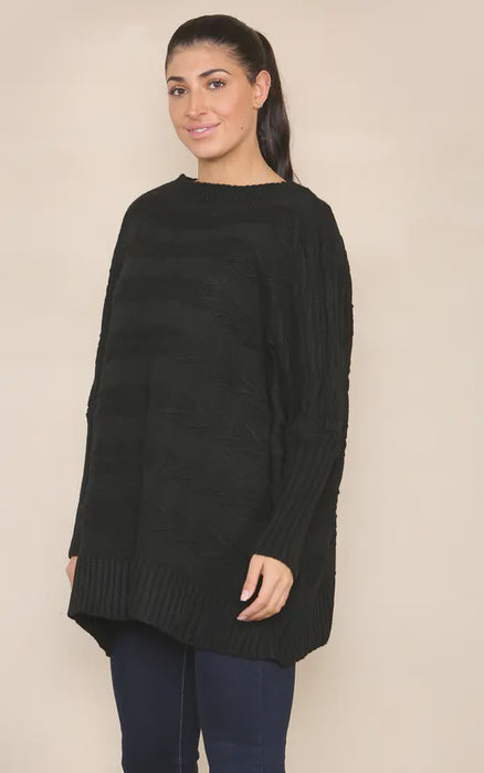 Braided knit Oversized Jumper Black