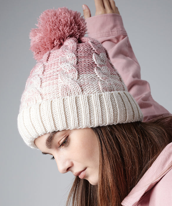 Dusky Pink/Off White Ombré Beanie bc459