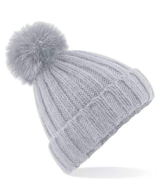 Light Grey Verbier Fur Beanie bc413