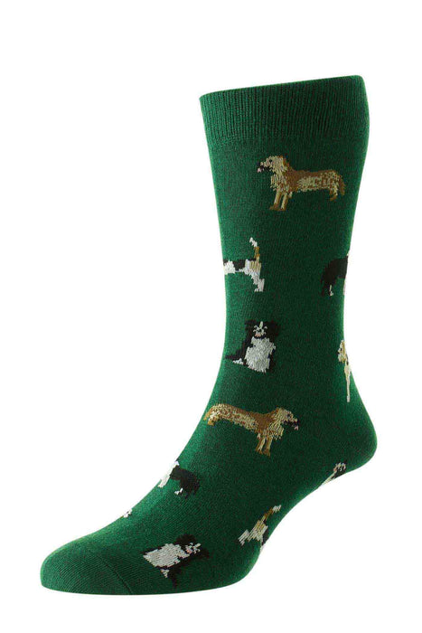 HJ67 Country Dogs Motif Socks