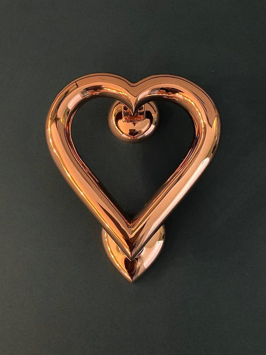 Brass Heart Door Knocker - Rose Gold Finish