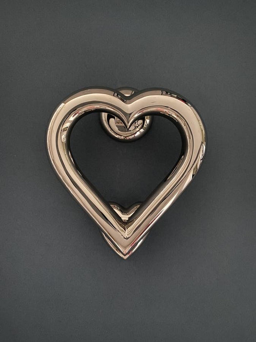 Brass Love Heart Door Knocker - Nickel finish