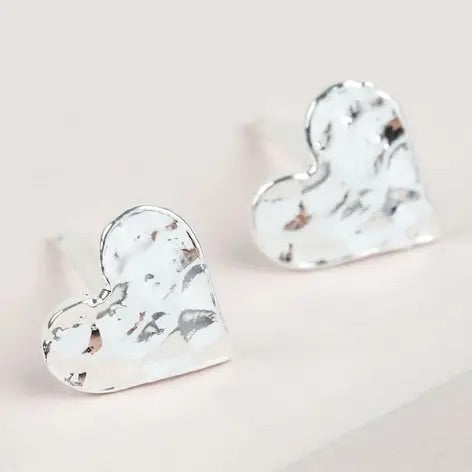 Hammered Heart Stud Earrings