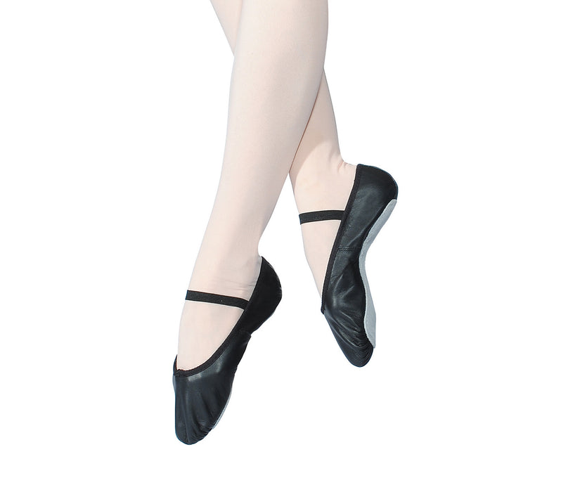 Black Leather Ballet Shoes Infant and Junior