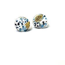 Glass and Gold Midi Stud Earrings Tempest