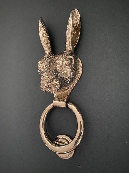 Brass Hare Door Knocker - Nickel Finish