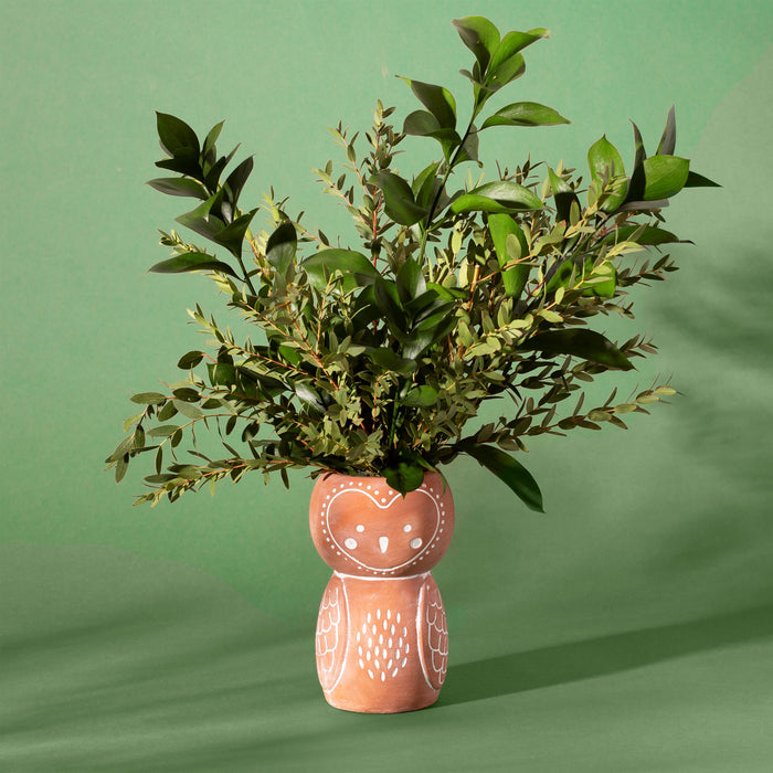 Olivia Owl Terracotta Vase