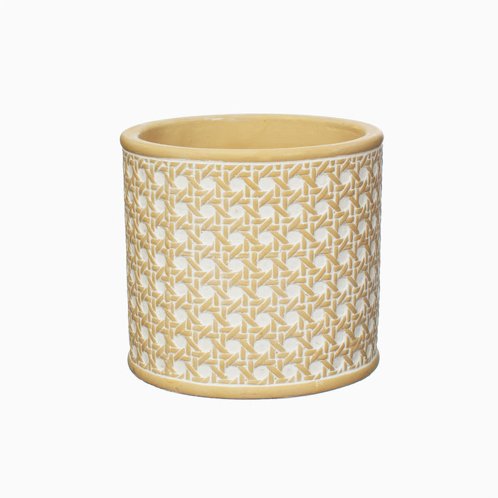 Rattan weave concrete planter