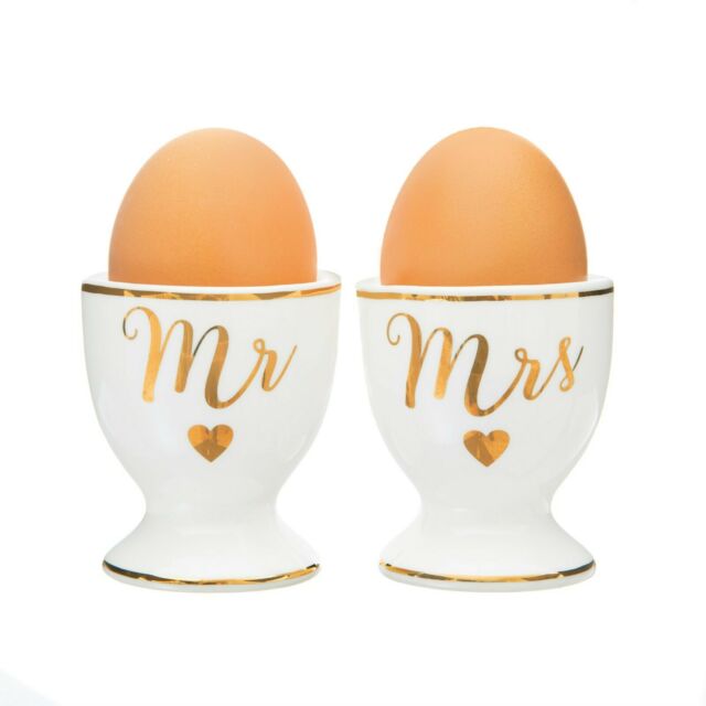 Gold mr and Mrs egg cups