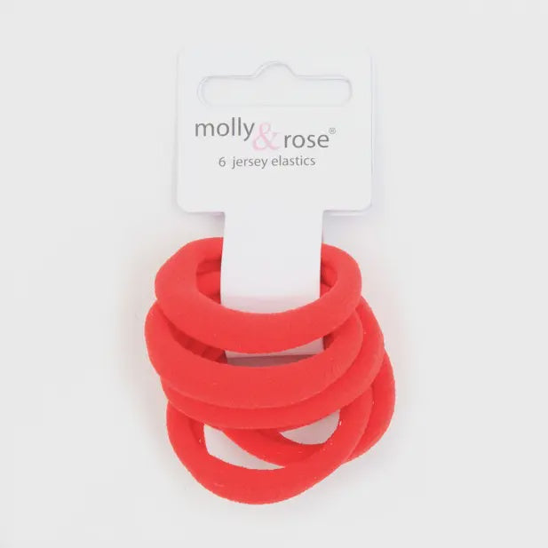 Jersey Elastics - Red - Card of 6 - 8mm Thick