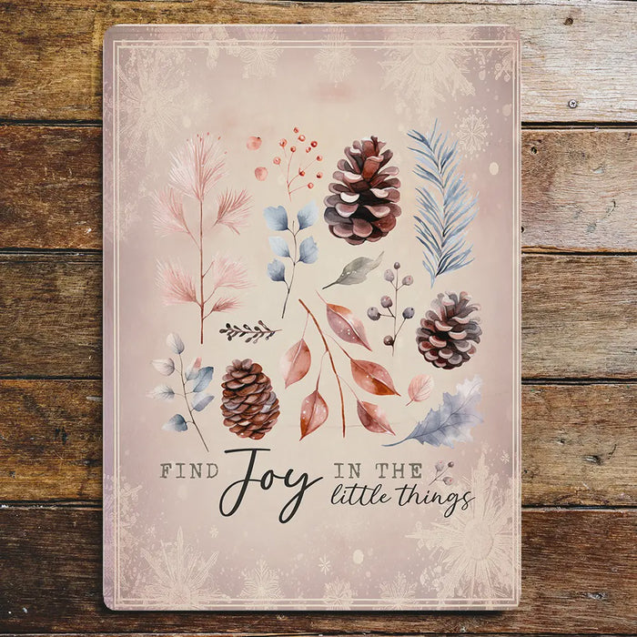 Find Joy in the Little Things Winter Metal Sign Plaque
