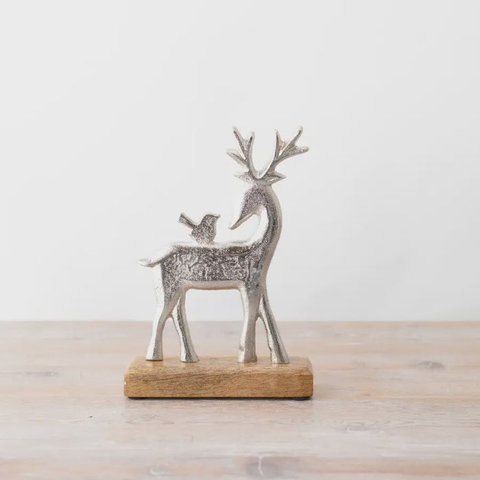 Silver Reindeer on Base 22cm