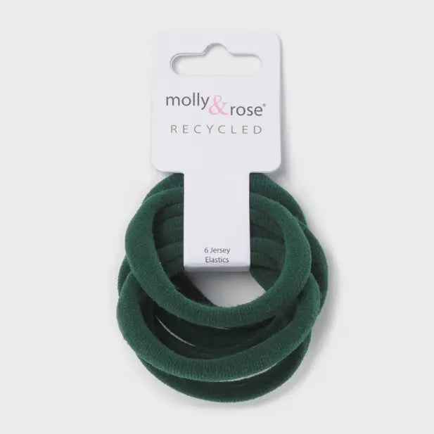 Jersey Elastics - Bottle Green - Card of 6 - 8mm Thick