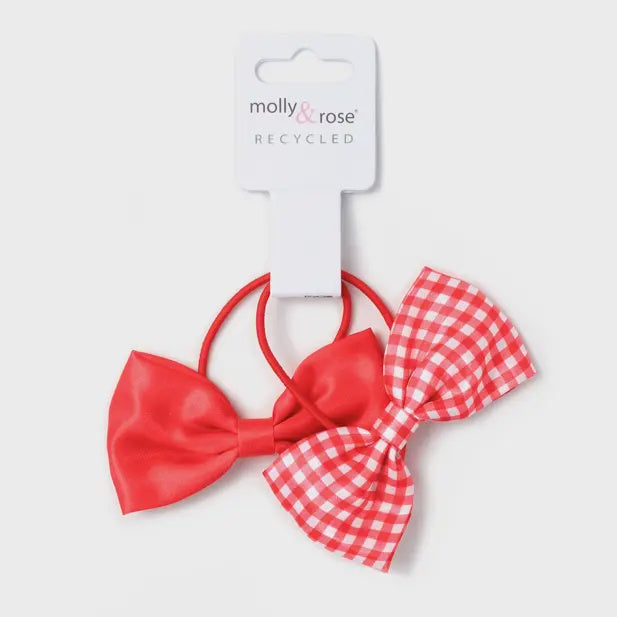 Card of 2 Recycled Bow Elastics in Red