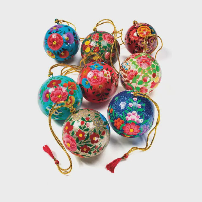 Large Hand Painted Paper mache  Fair Trade Baubles
