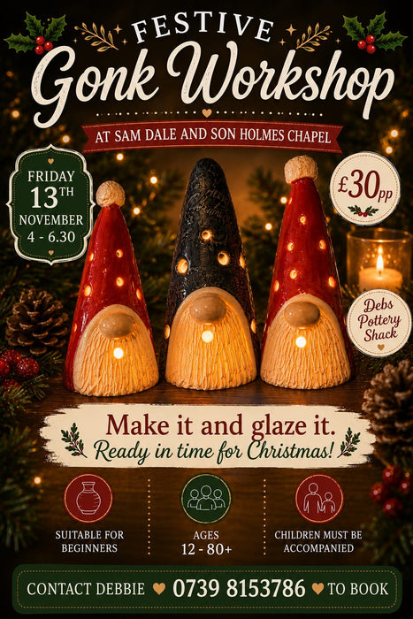 Festive Gonk Pottery - Friday 13th November 4pm-6:30