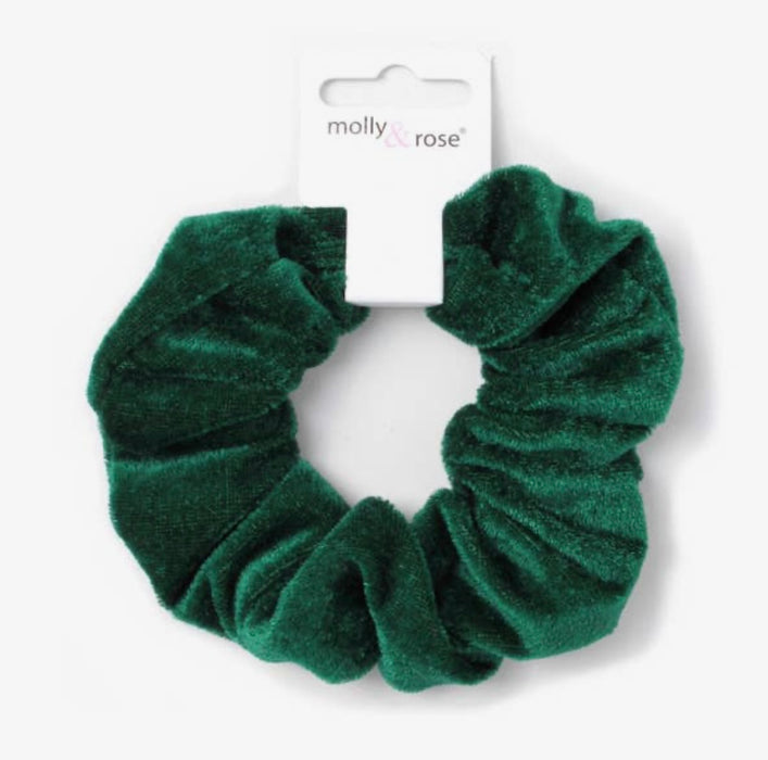 Large - High Shine Green Velvet Scrunchie. Dia.12cm