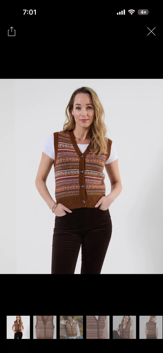 Autumn Days Fairisle Button Through Knitted Vest