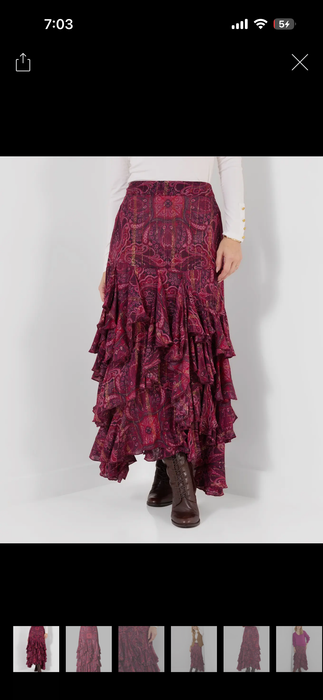 Boho Multi Tier Floral Maxi Skirt
