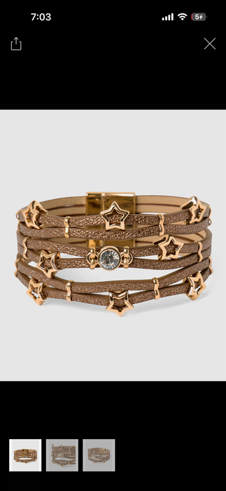 Starry Stacked Leather Bracelet