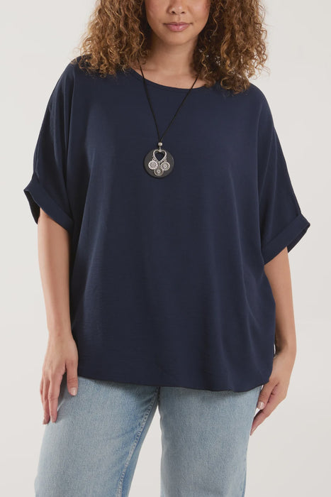 Autumn Top with necklace -Navy