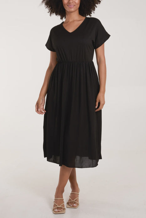 Ribbed Black Dress