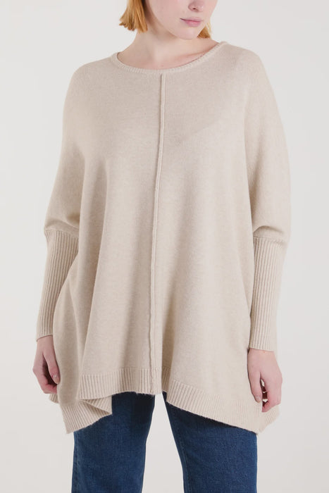Seam Exposed Rib Jumper Beige