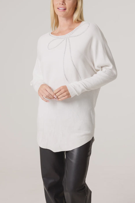 Sequin Bow Fine Knit Jumper