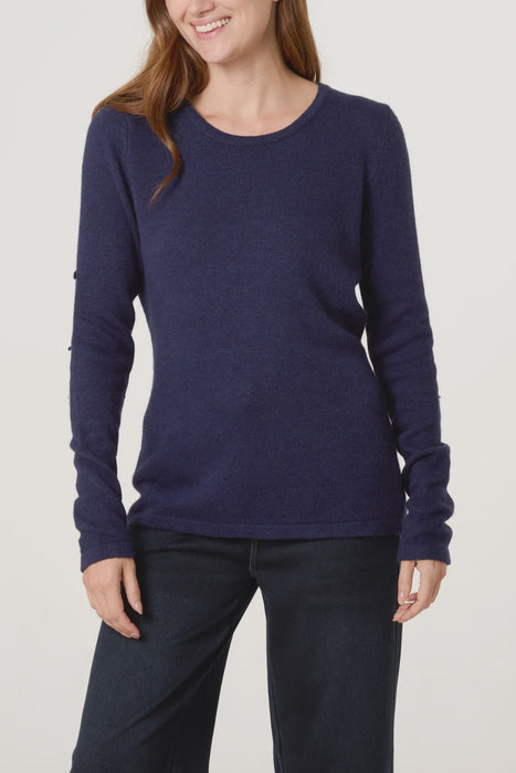 Ribbed around Neck Jumper- Navy