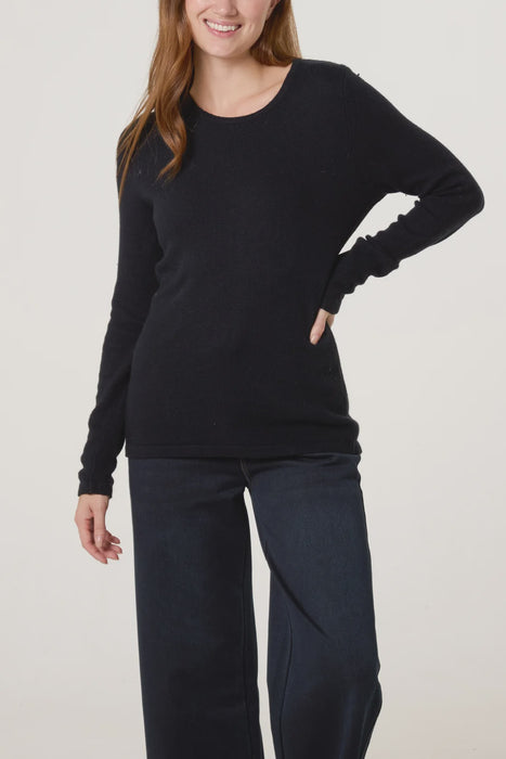 Crew neck soft knit jumper - Black