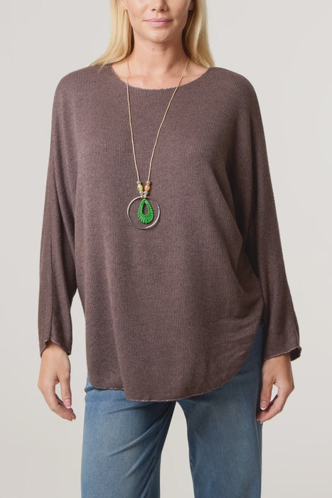 Fine Knit Necklace Batwing Jumper