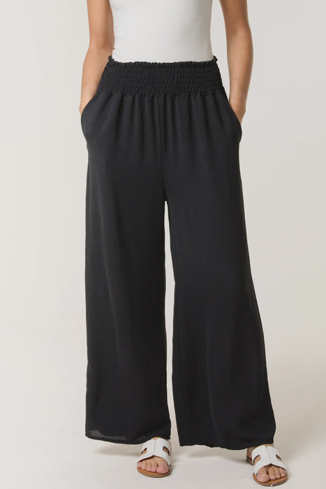 Elasticated Pockets - Wide Leg Black