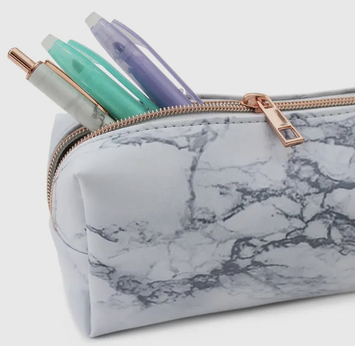 Marble Pencil Case - Rose Gold Zip