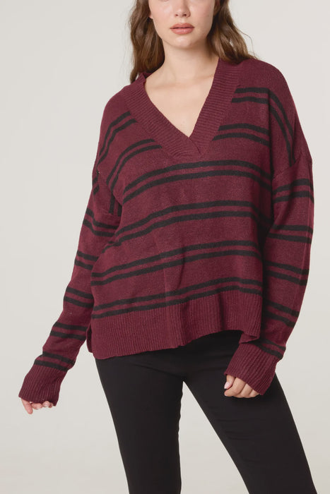 Striped V Neck Jumper