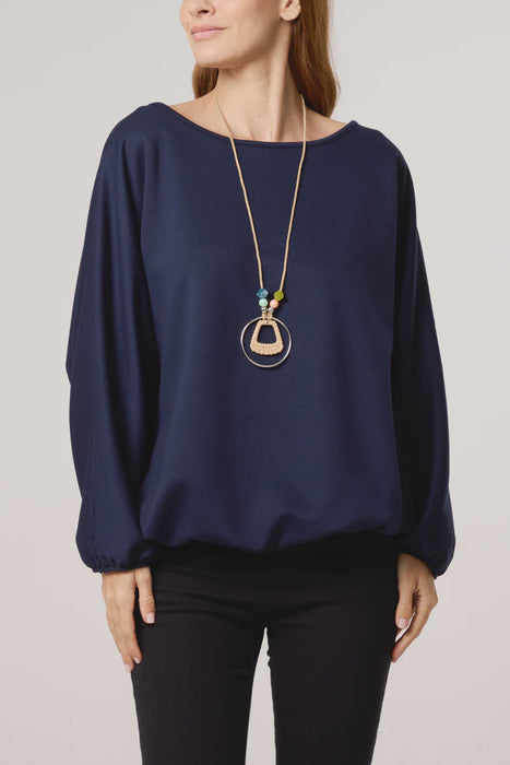 Necklace Soft Touch Batwing Top Navy